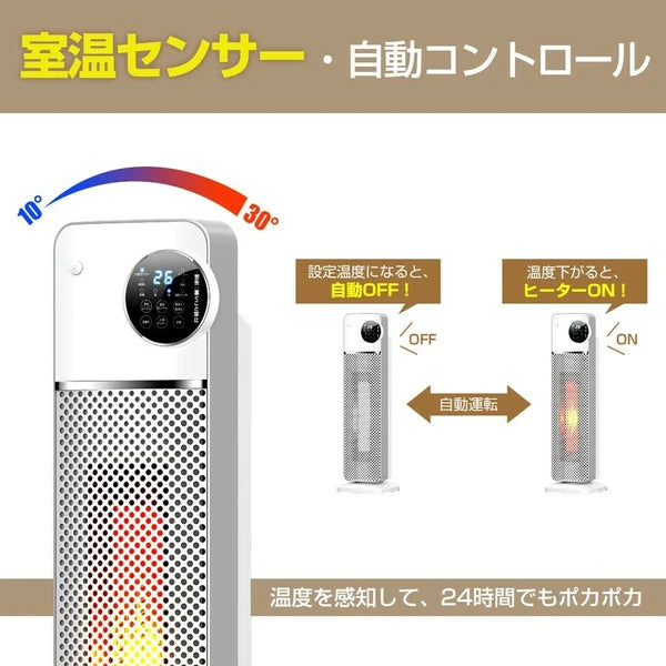 セラミックヒーター 自由温度調整 タイマ機能 リモコン付き ヒーター 省エネ 左右首振り 1秒速暖 家電 株式会社ソイズ