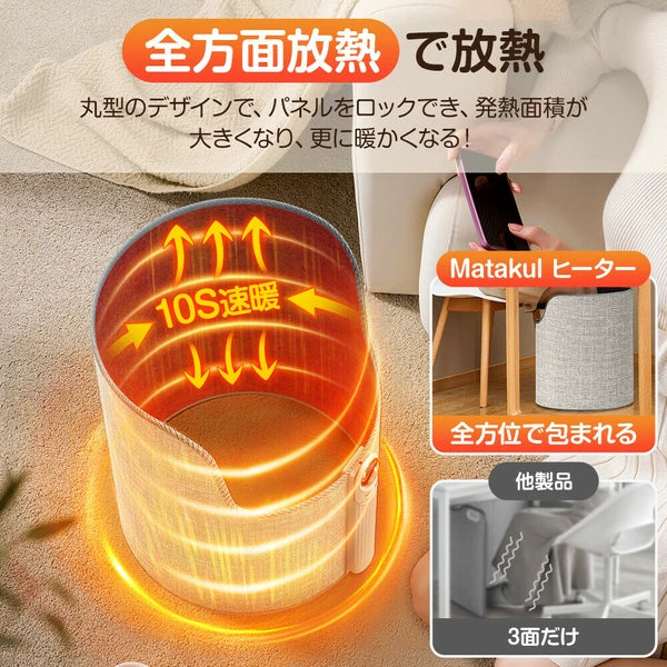 パネルヒーター 360°発熱 ラウンド型 速暖 遠赤外線 デスクヒーター 5段温度調節 自動電源オフ 家電 株式会社ソイズ