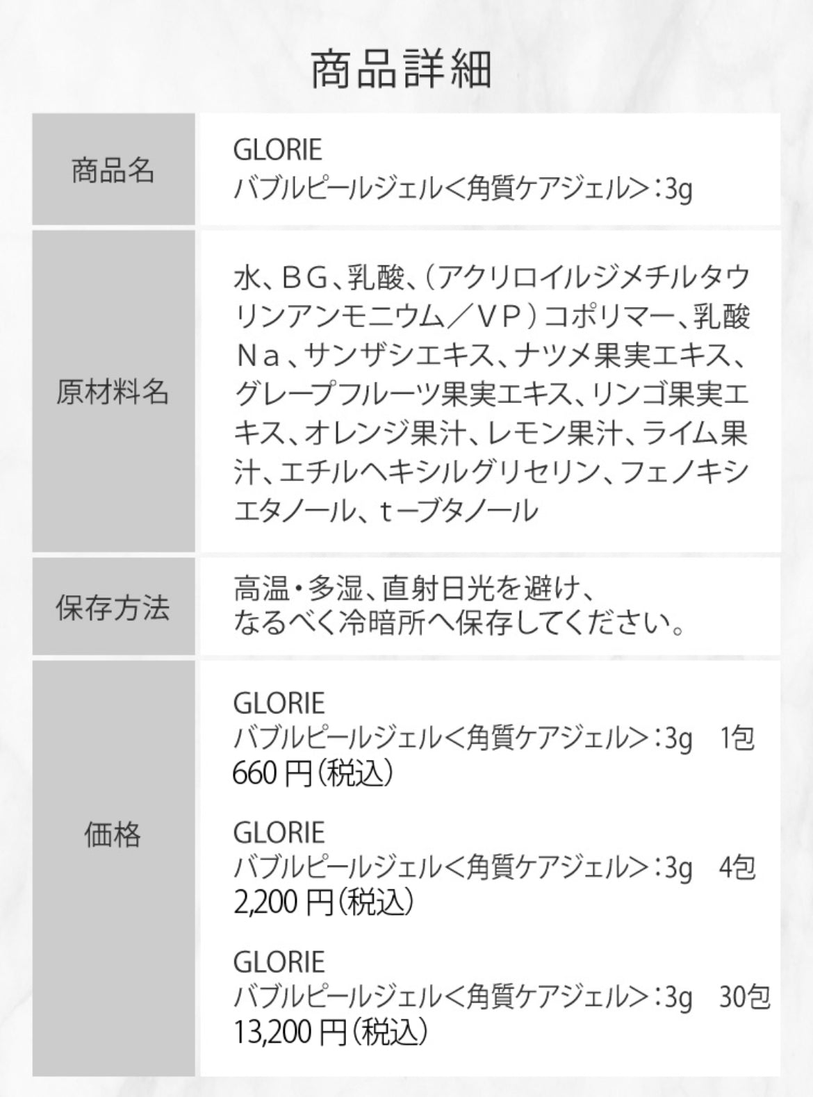 GLORIE バブルピールジェル 4包 SOISHOp.onelinestore