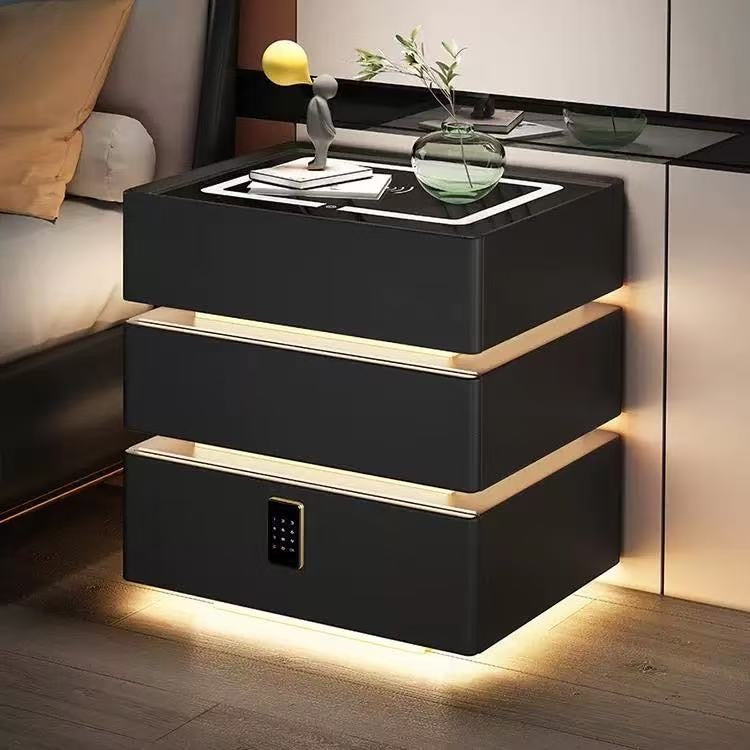 ☆スマホチャージャースピーカー付きサイドテーブル（※他商品と同時購入不可） 3段タイプ ブラック 家電 株式会社ソイズ