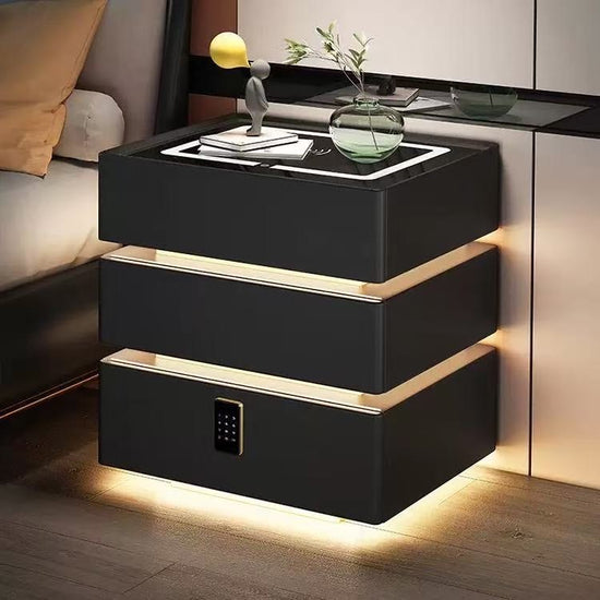 スマホチャージャースピーカー付きサイドテーブル（※他商品と同時購入不可） 3段タイプ ブラック 家電 株式会社ソイズ