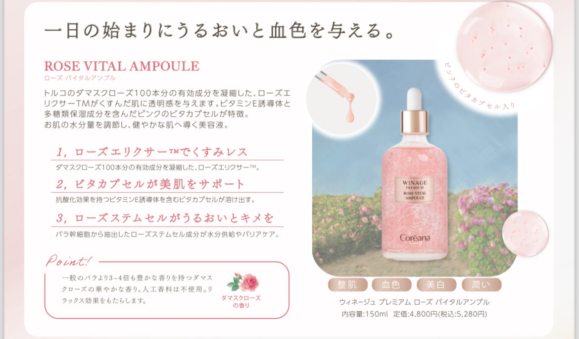 WINAGE PREMIUM　美容液（ローズバイタルアンプル/アールハニーデュモイスチャーアンプル）150ml